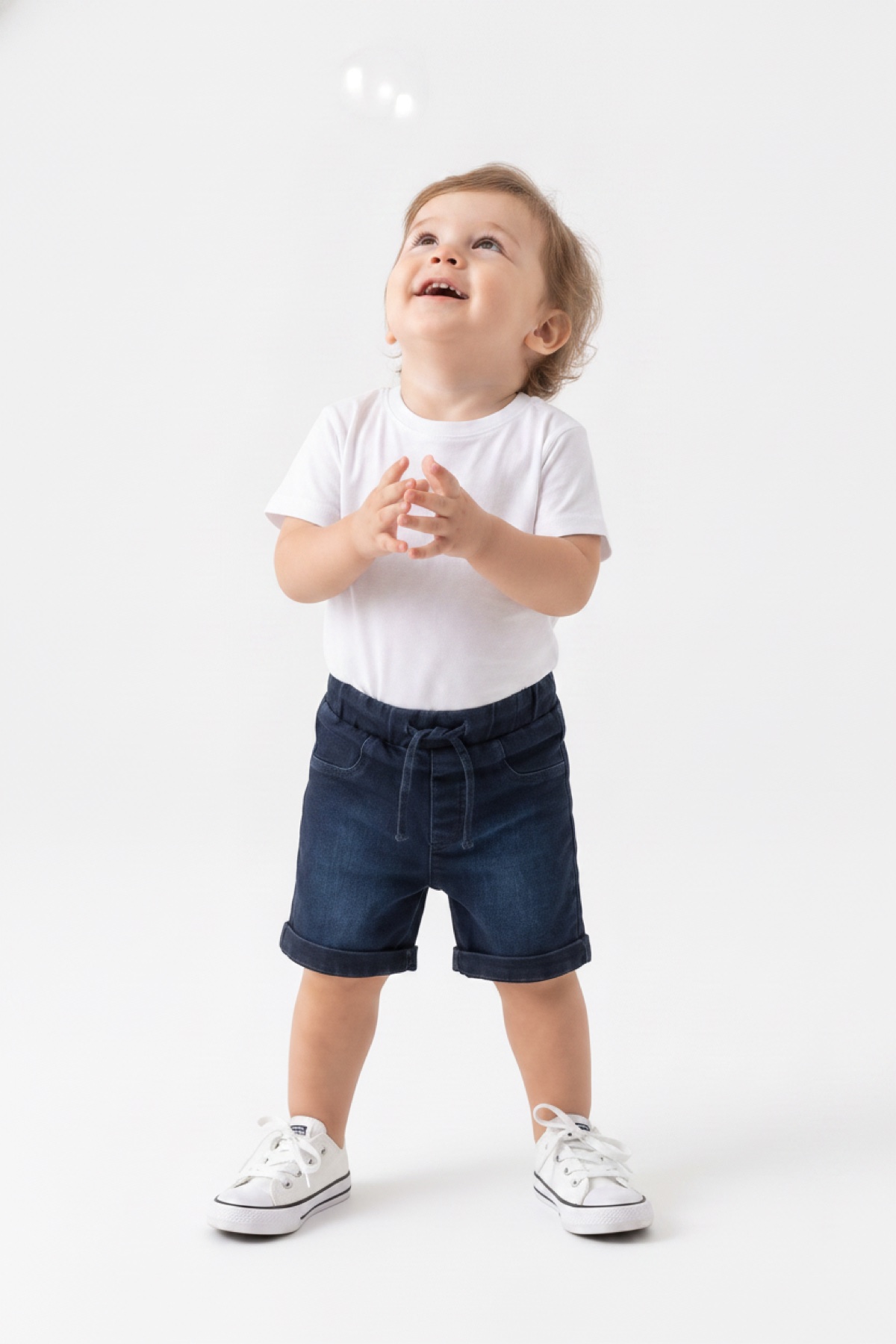 Toddler denim studio pose